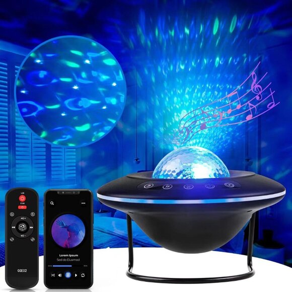 Star Projector Galaxy Lamp with Bluetooth Speaker | Aurora Night Light with Time - Picture 1 of 7